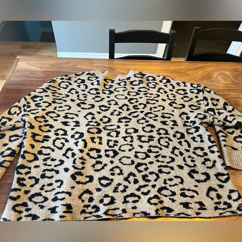 Reitmans Leopard Print Sweater - Black and Tan